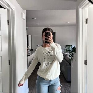 Women's Cream Sweater with Black Seal/Otter Design